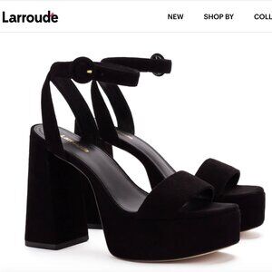 Larroude Dolly Sandal in Black Suede